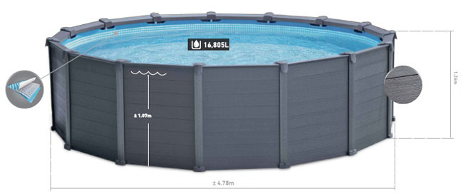 Intex Graphite Panel Pool 478 x 124 afmetingen Intex Graphite Panel 478 afmetingen