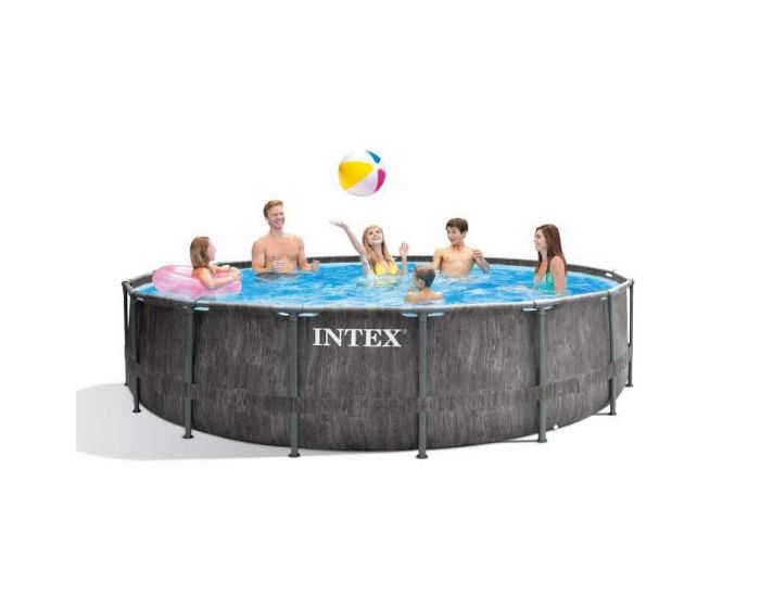 Intex Prism Frame Greywood Premium - Ø 457 x 122 cm | Top Zwembadshop