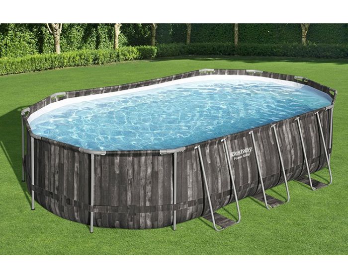 ※ 9393 ※PREMIUM WATER 6箱セット Bestway Power Steel - 610 x 366 x 122 cm woodlook | Top Zwembadshop