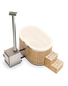 Houtgestookte hottub Extern - ovaal - 2 personen - Wit