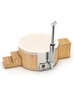 Houtgestookte hottub Intern met filteraansluiting - rond - 3-4 personen - Wit