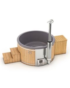Houtgestookte hottub Intern met filteraansluiting - rond - 3-4 personen - Grijs