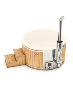 Houtgestookte hottub Intern - rond - 3-4 personen - Wit