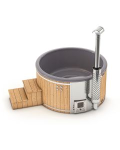 Houtgestookte hottub Intern - rond - 3-4 personen - Grijs