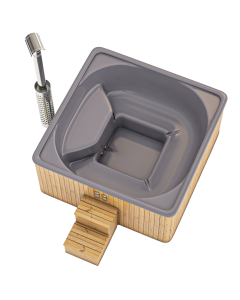 Houtgestookte hottub Intern - vierkant - 5-6 personen - Grijs