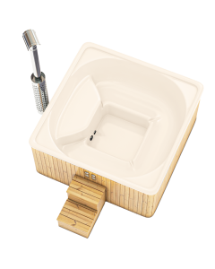 Houtgestookte hottub Intern - vierkant - 5-6 personen - Wit