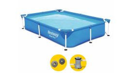 Bestway Steel Pro zwembad - 221 x 150 x 43 cm - met filterpomp