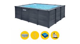 Intex Graphite Grey Panel zwembad - 400 x 300 x 124 cm - met zandfilterpomp en accessoires